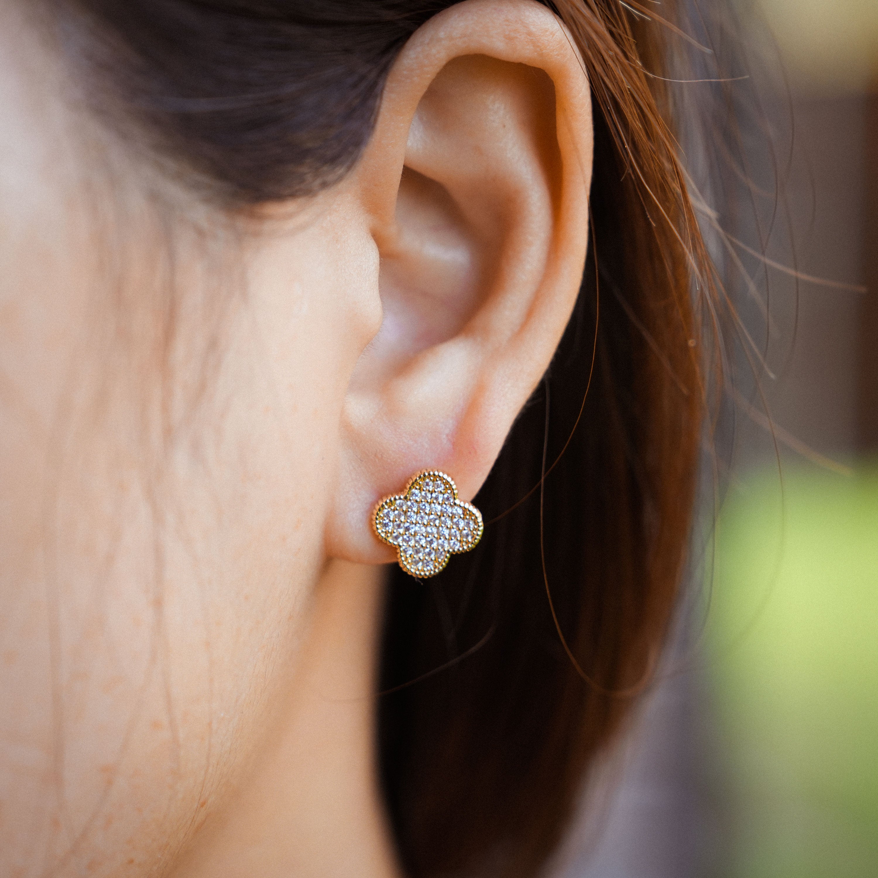 Micro Pavé Clover Earrings