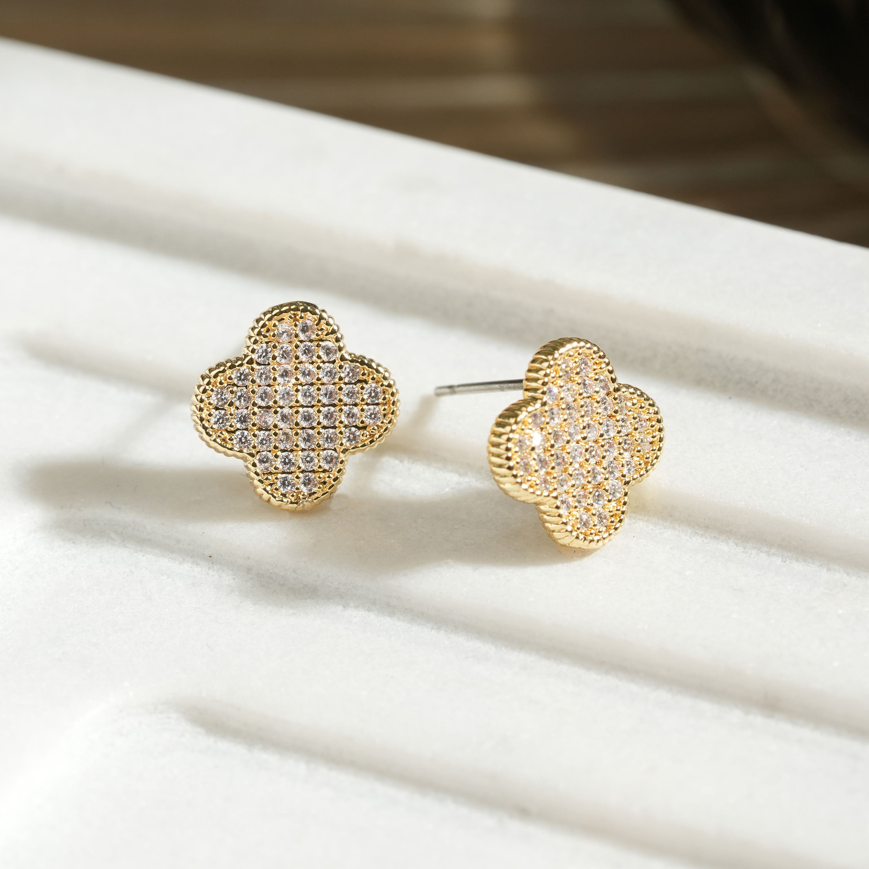 Micro Pavé Clover Earrings