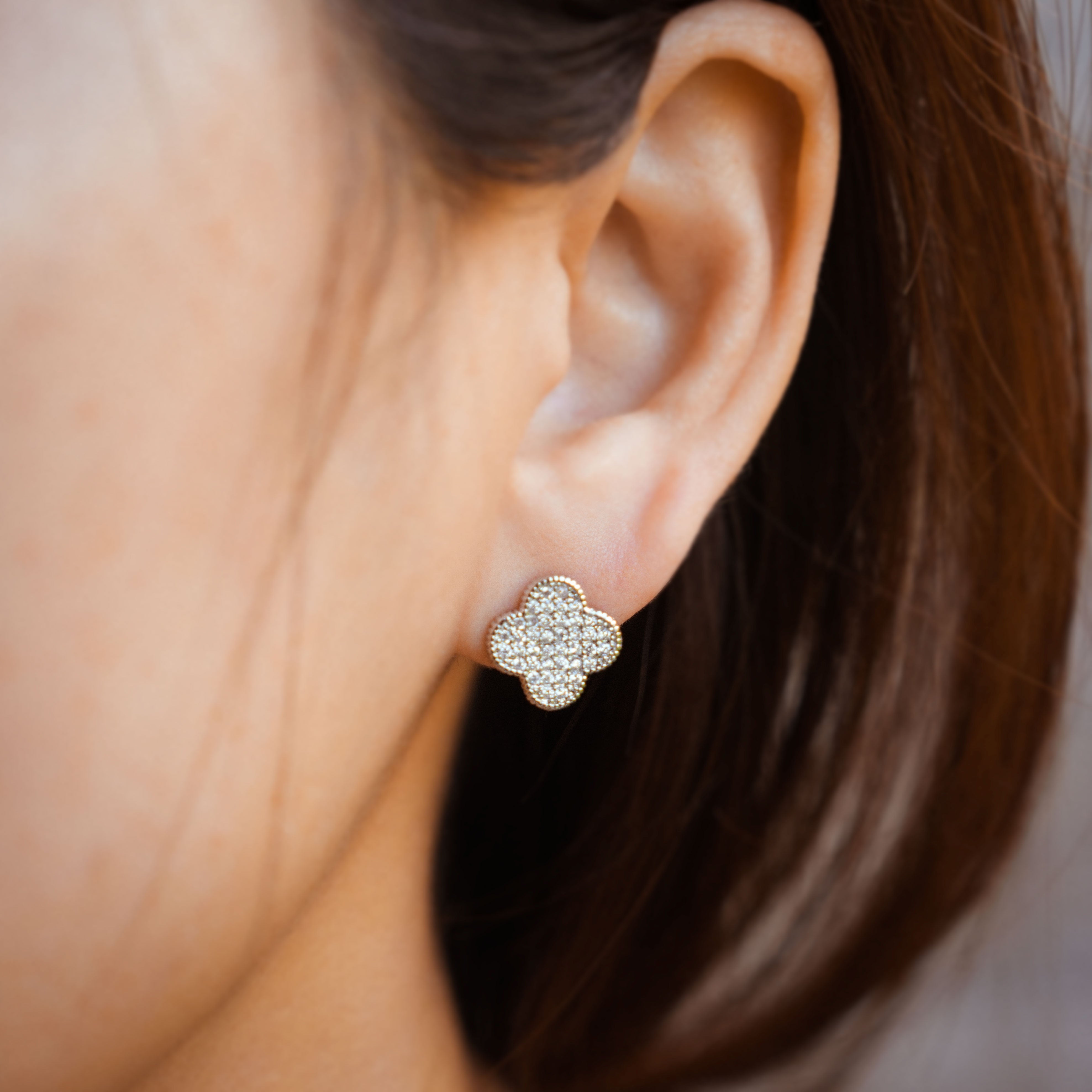 Micro Pavé Clover Earrings