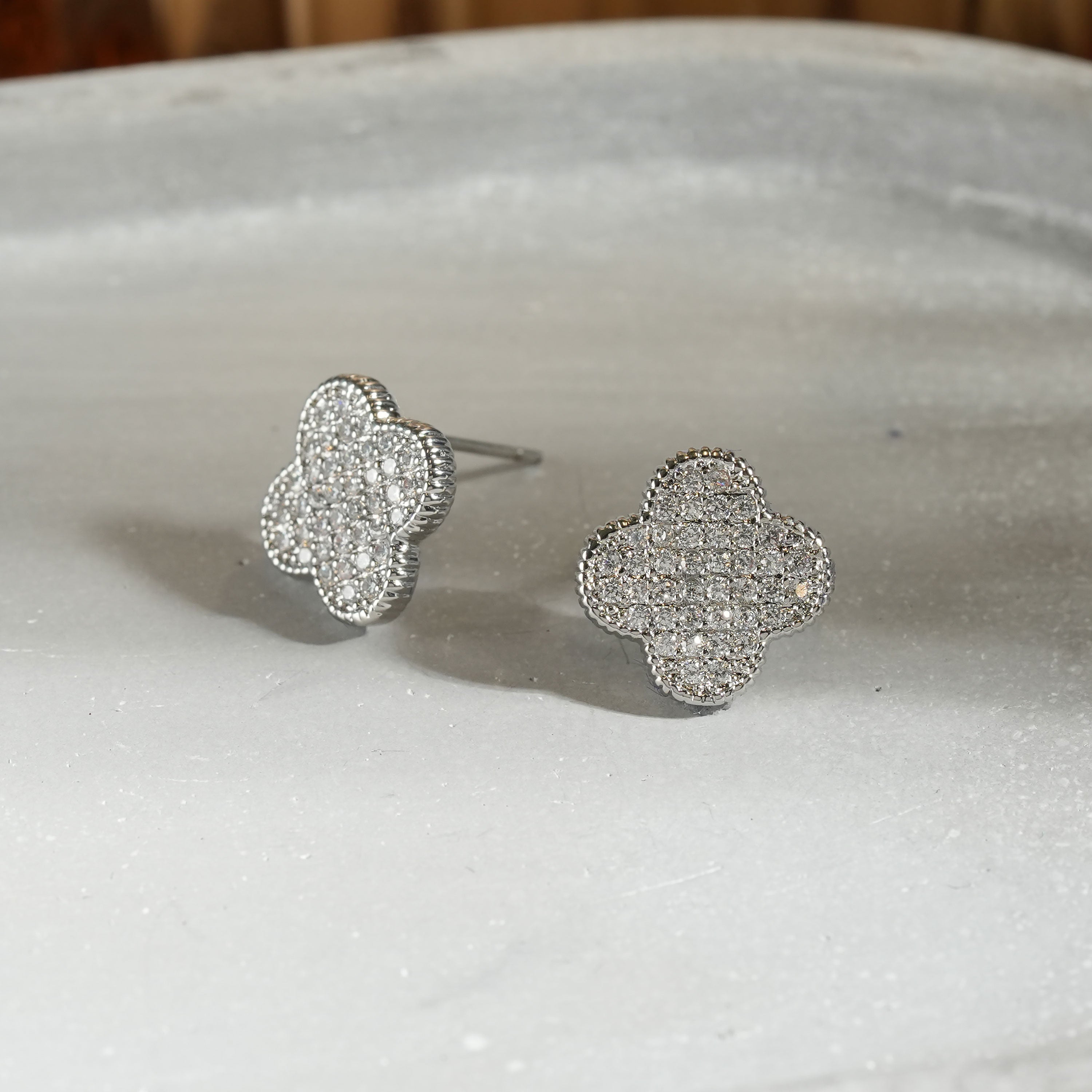Micro Pavé Clover Earrings