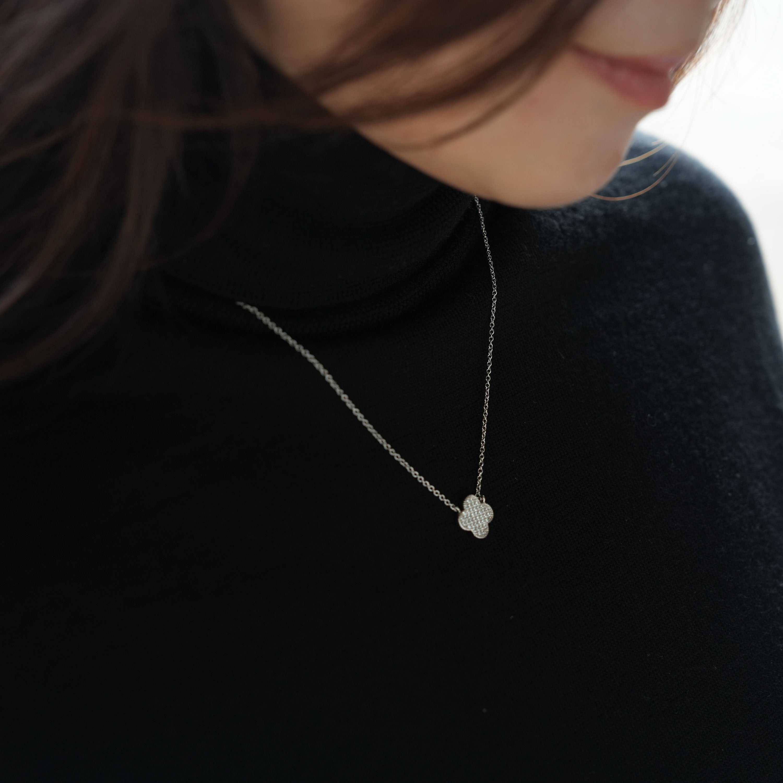 Micro Pavé Clover Necklace