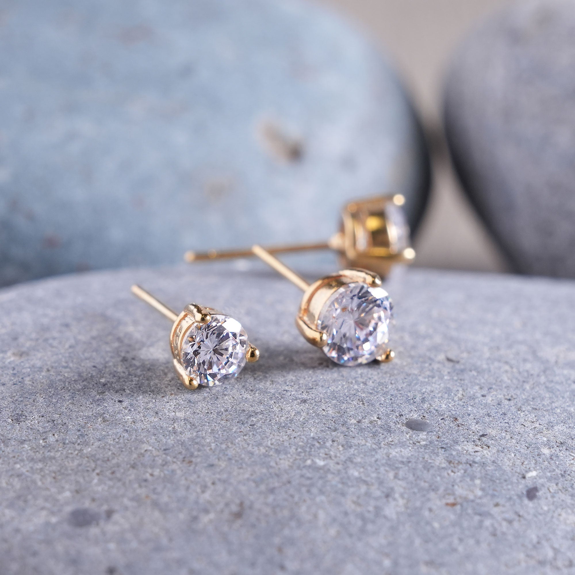 Three-Prong Stud Earrings