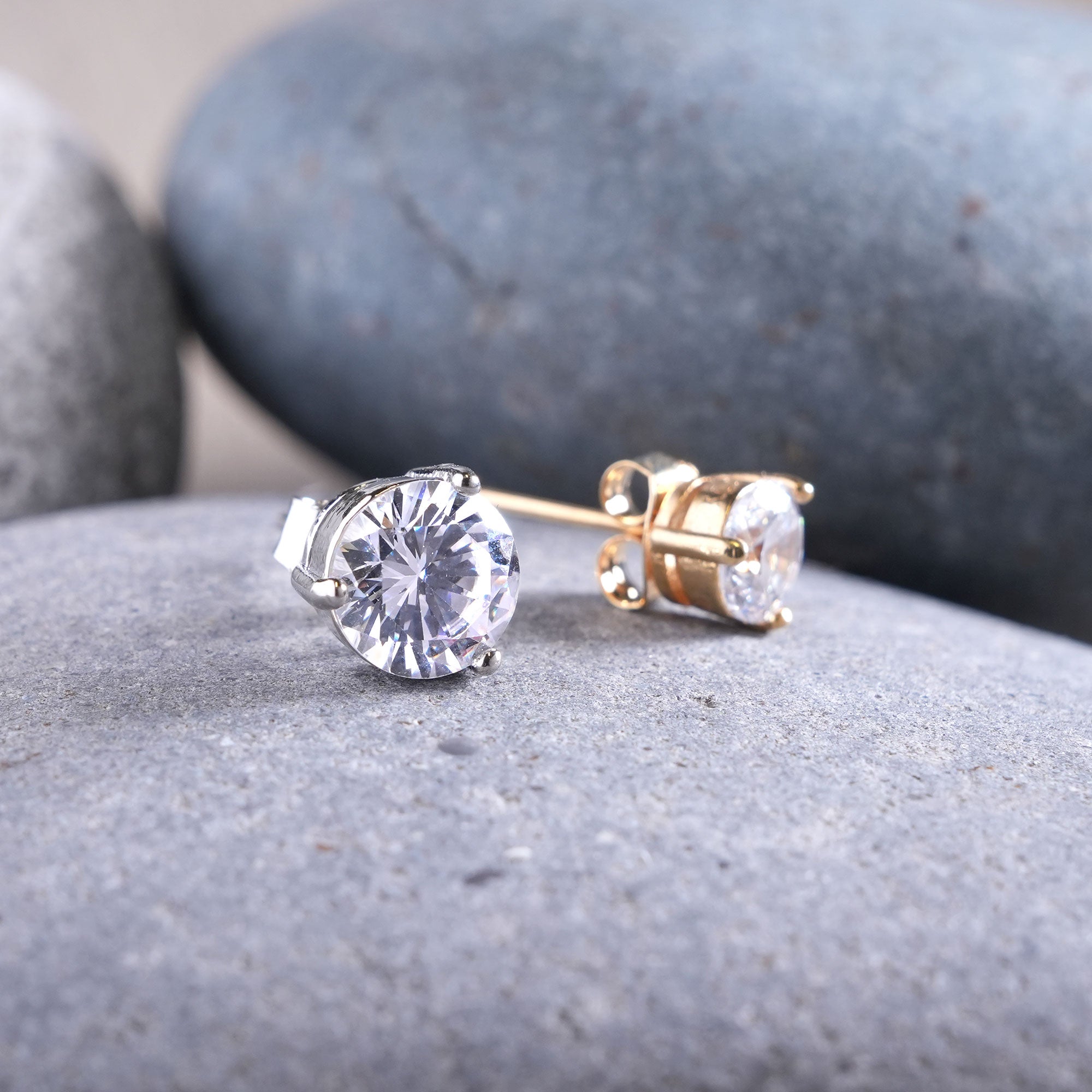 Three-Prong Stud Earrings