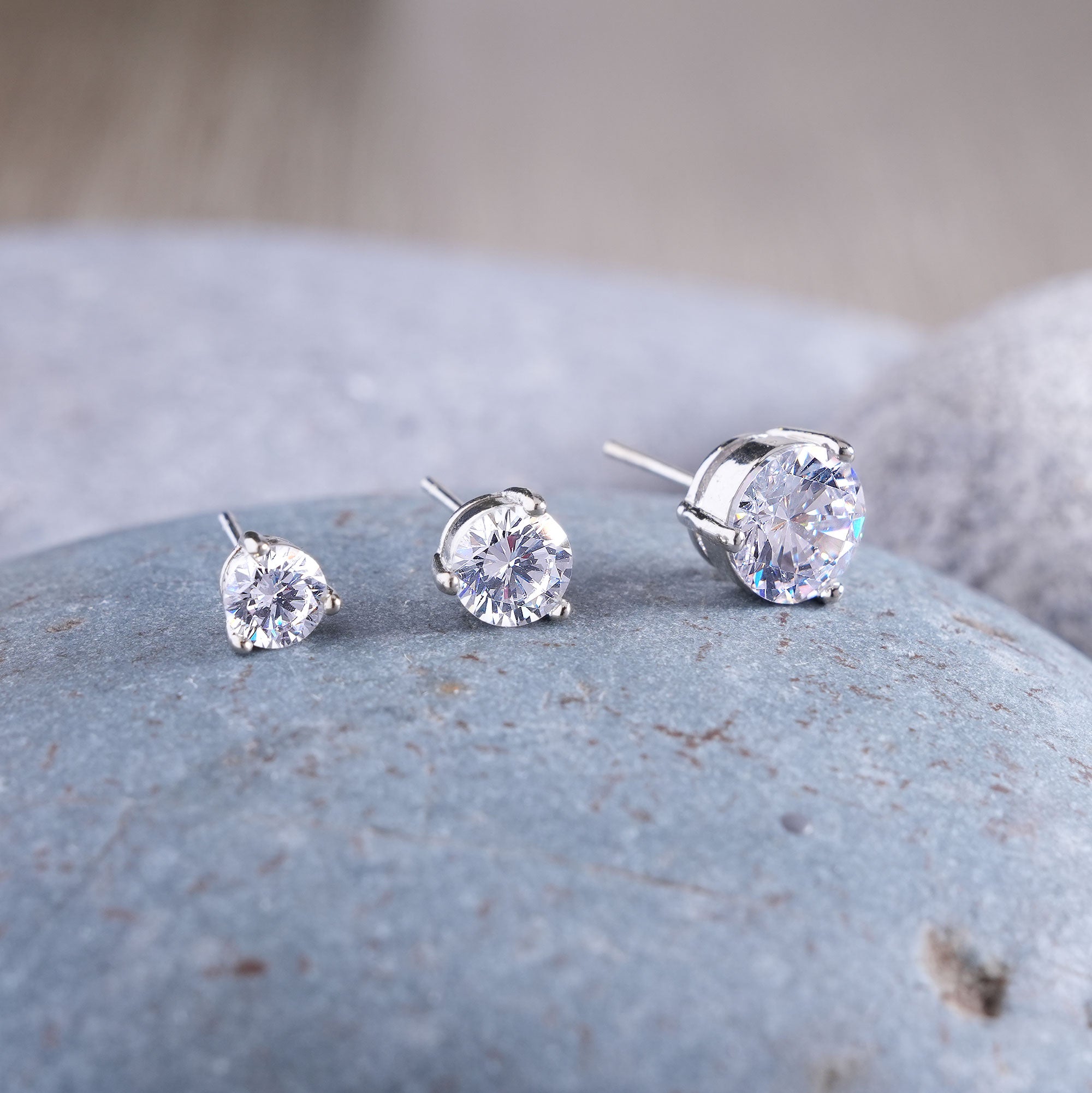 Three-Prong Stud Earrings