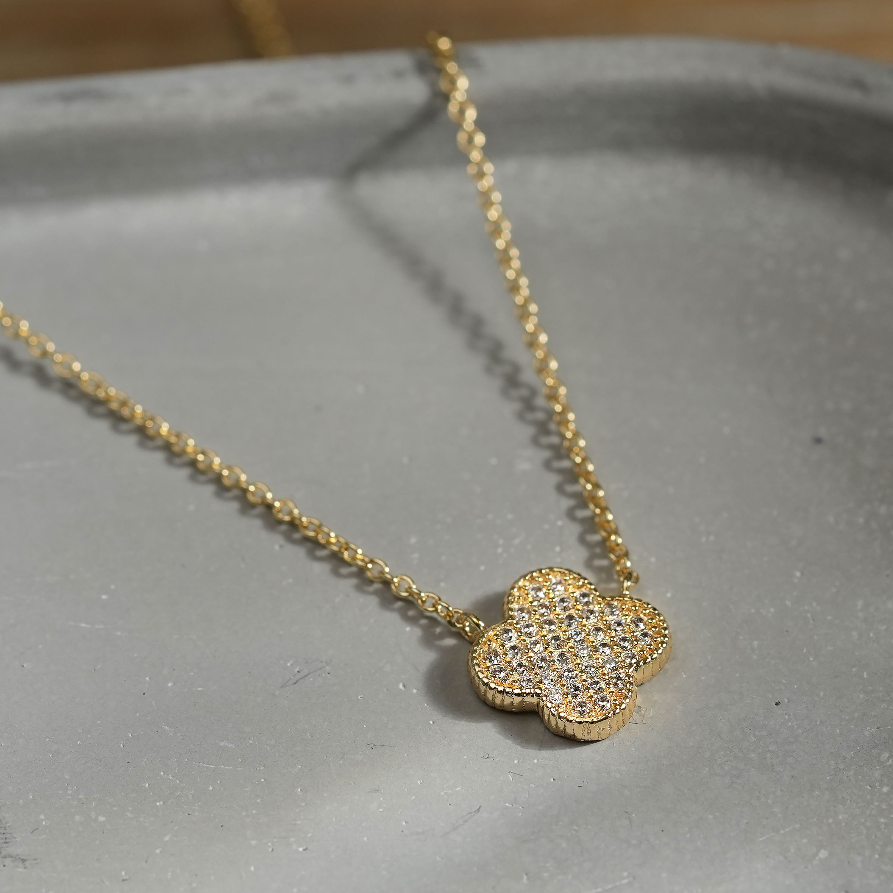 Micro Pavé Clover Necklace