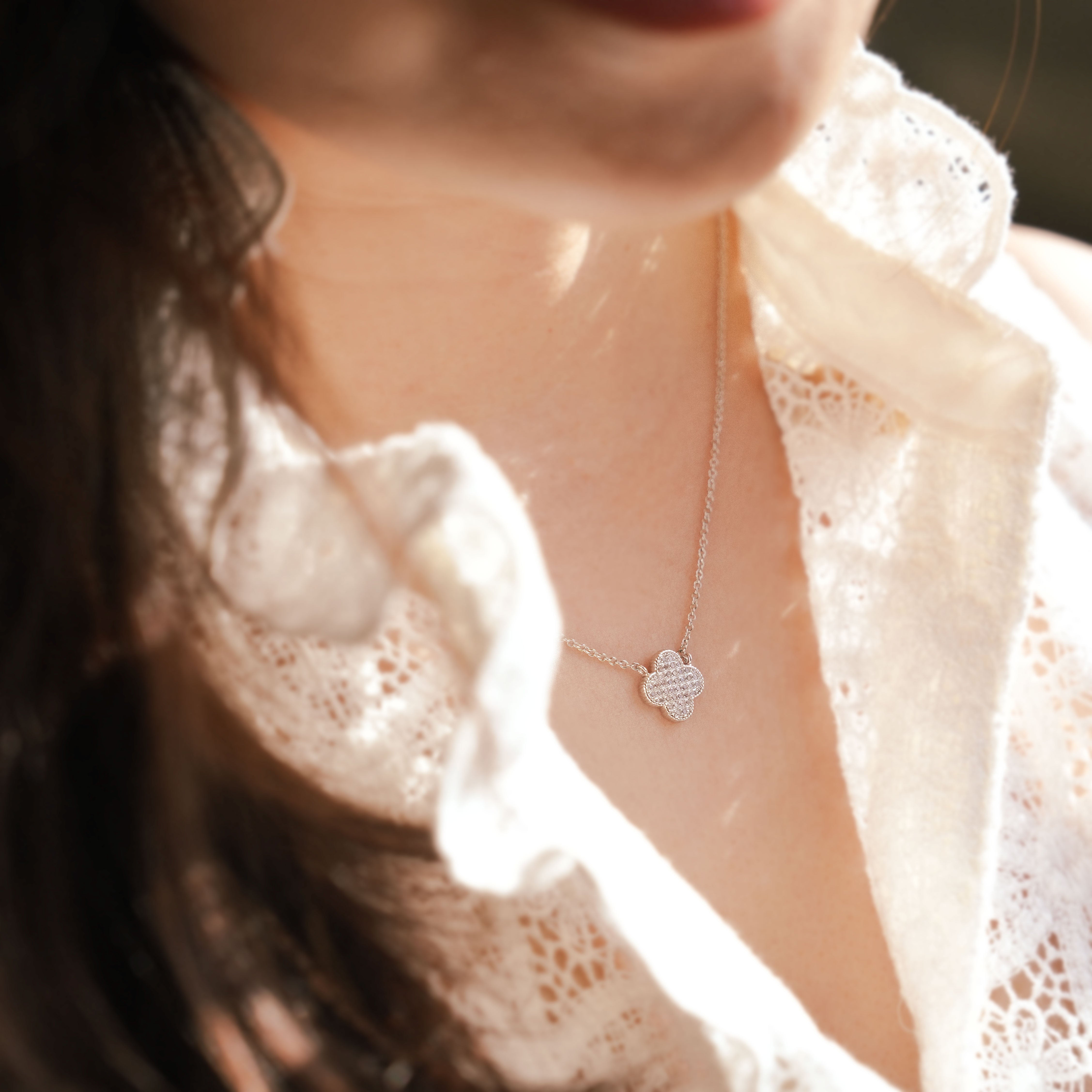 Micro Pavé Clover Necklace