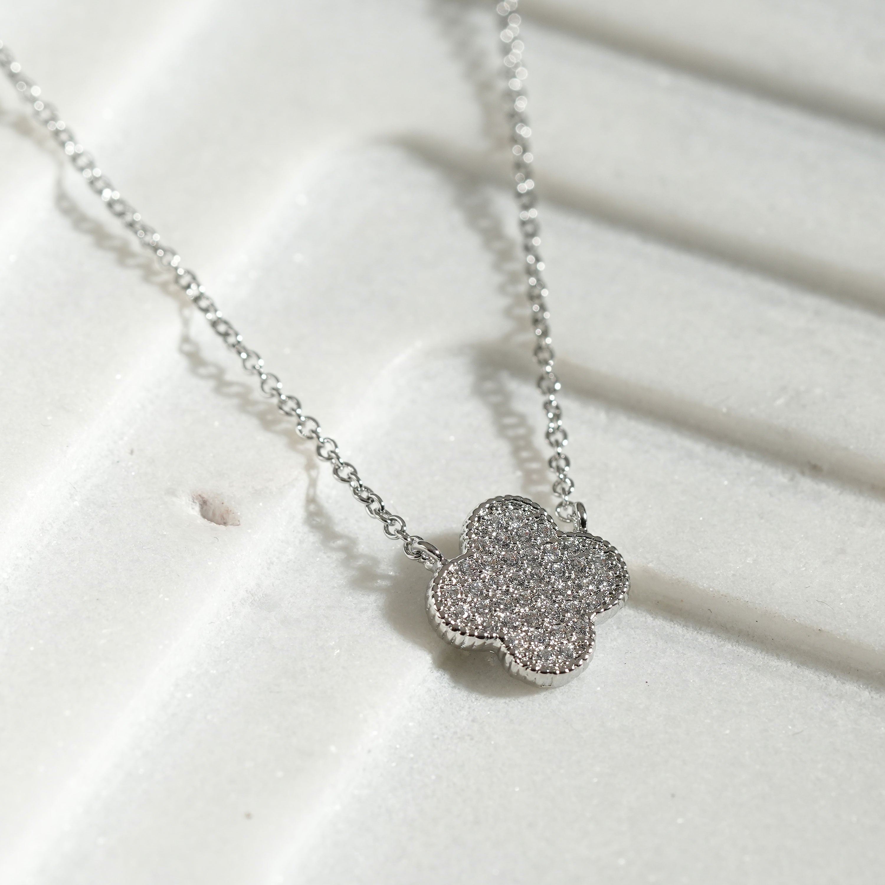 Micro Pavé Clover Necklace