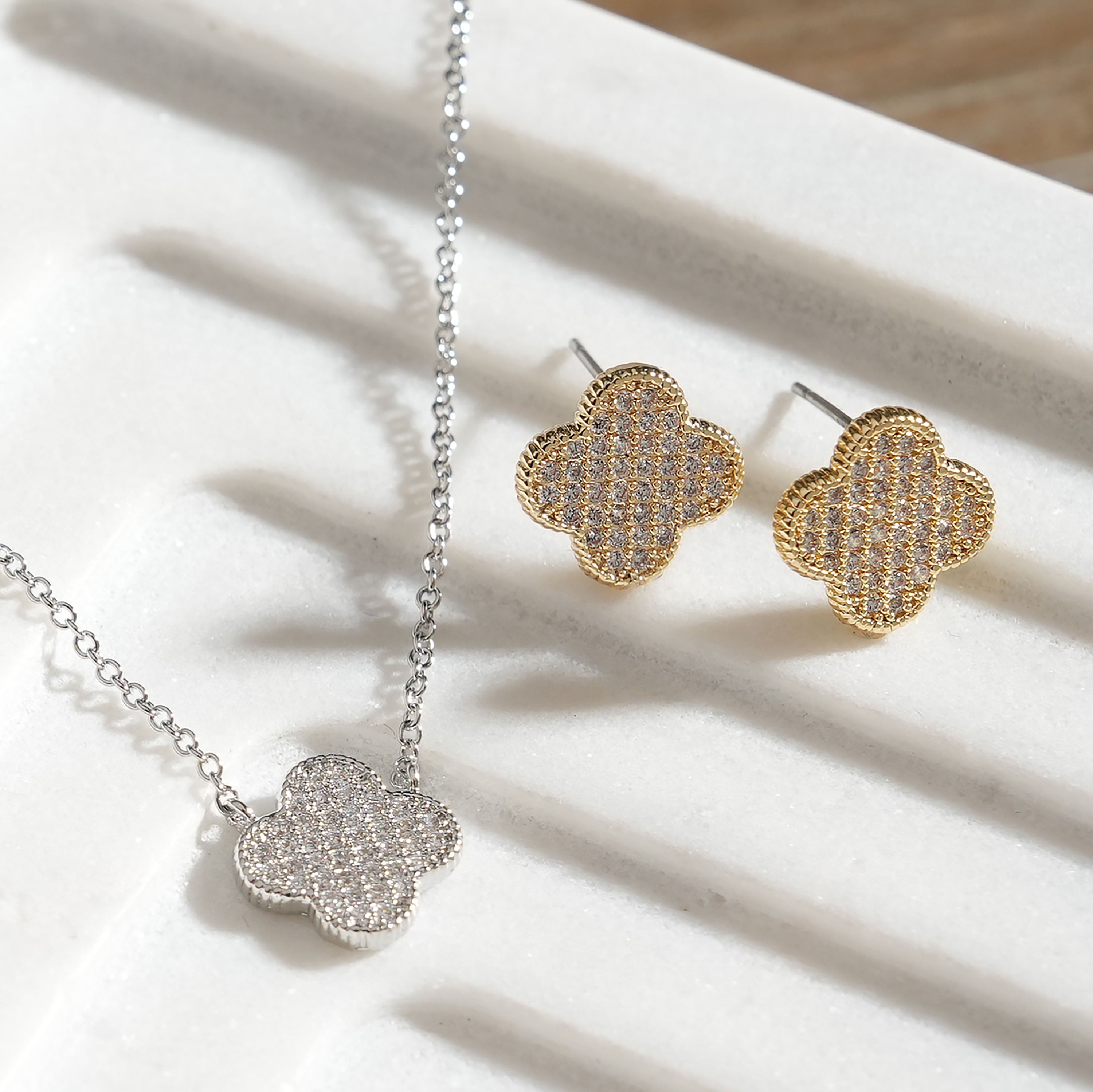 Micro Pavé Clover Earrings